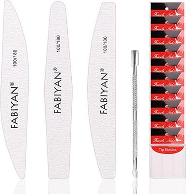 ANSTA Nail Files Set, 5pcs Professional Manicure Pedicure Set Nail Buffer Nail Files, White,5P