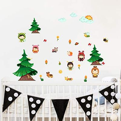 Adhesivo decorativo para niños, diseño de la forest encantada – Decoración de pared para habitación infantil | 30 x 60 cm