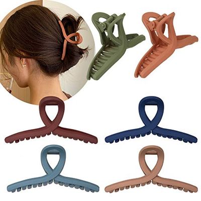 Whaline Pince à cheveux 6 couleurs - 10,9 cm - Antidérapante - Forte tenue - Papillon mat - Accessoires de coiffure pour femmes et filles - Cheveux fins et épais