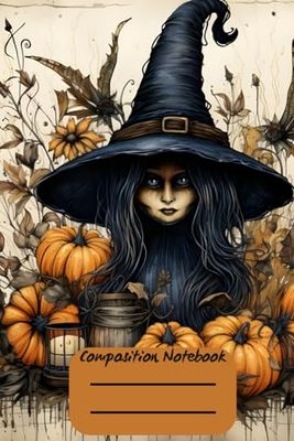 Composition Notebook: College Ruled Notebook with Vintage Witch with Pumpkin. Great Gift Idea for Everyone Who Loves Halloween Season!