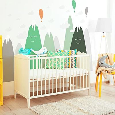 Stickers muraux Enfants - Décoration Chambre bébé - Autocollant Sticker Mural géant Enfant Montagnes scandinaves LELIKA - 60x90cm