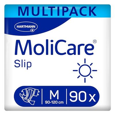 MoliCare Slip Day - Disposable Incontinence Slip, Adult Nappy for Women and Men with Severe Urine and Stool Incontinence, Reclosable Size M (80-120 cm), 3 Packs of 30 (90 Pieces)