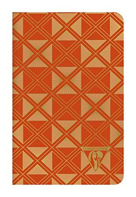 Clairefontaine 194696C Un Carnet Cousu Tangerine - 9x14 cm 96 Pages Lignées Papier Clairefontaine Ivoire 90 g - Couverture Carte Pelliculage Mat - Collection Neo Deco Mi-Saison
