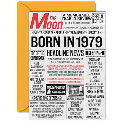 46th Birthday Cards for Women Men - Born In 1979 Newspaper - Happy 46 Birthday Card for Dad Mum Aunt Uncle Vintage Retro Back In 1979, A5 Bday Greeting Cards