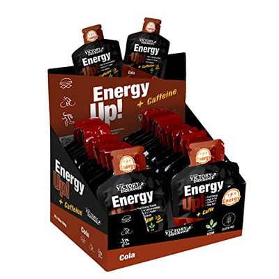 Victory Endurance Energy Up Caffeine Gel (24x40g) Cola Flavour. Energy Gel with Caffeine and High Carbohydrate Content for immediate Energy Supply. With added Sodium