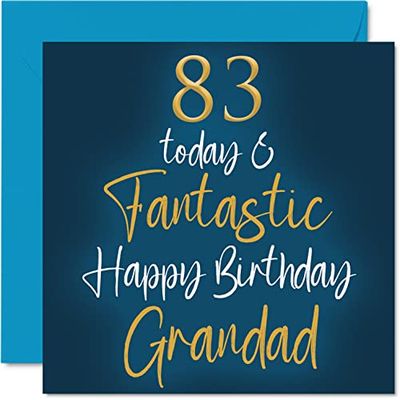 Fantastic 83rd Birthday Cards for Grandad - 83 Today & Fantastic - Happy Birthday Card for Grandad from Grandson Granddaughter, 145mm Greeting Cards