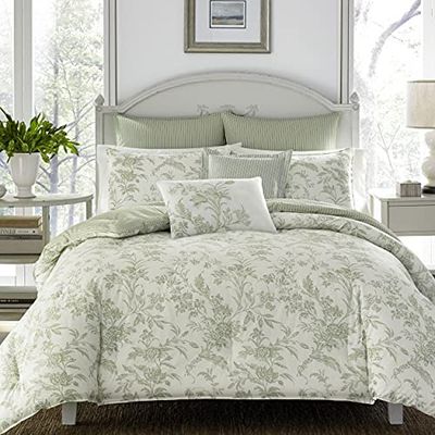 Laura Ashley Amberley Set, Bomull, Sage/Off White, Twin