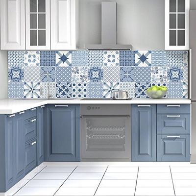 15 Stickers adhésifs carrelages |Sticker Autocollant Carreaux de ciment - Mosaïque carrelage mural salle de bain et cuisine | Carreaux de ciment adhésif mural - azulejos - 15 pièces