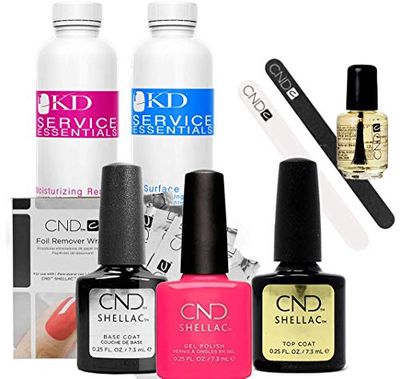 CND Shellac Top/Base/Essential/Color Starter Kit de Manucure Pink Bikini