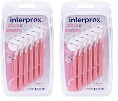 Interprox de 0,38 mm rosado más cepillo interproximal Nano – Pack de 6 (Paquete de 2)