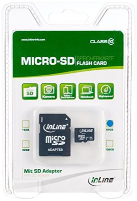 InLine 35054I - Tarjeta de Memoria microSDXC (64 GB, Clase 10/U3), Color Negro