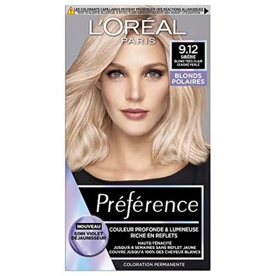 PREFERENCE L'Oréal Paris Preference Blond Pile Colorazione Permanente Capelli, Tonalità: Siberia 9.12, Biondo molto chiaro cenere perlato