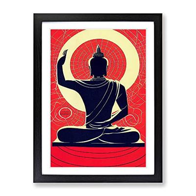 Artistic Buddha Framed Print for Living Room Bedroom Home Office Décor, Wall Art Picture Ready to Hang, Black A3 Frame (34 x 46 cm)