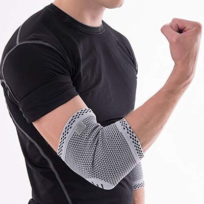 Amsahr Nylon Spandex Knitted Compression Elbow Support Brace infrared Elbow Sleeve - Small