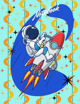 Rocketship Notebook: Spaceship Composition Journal Wide Ruled Lines 8.5" x 11" Primary Journal for Boys and Girls 100 Pages