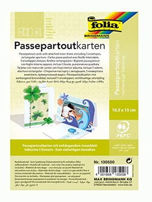 Folia – passepartout, con Rettangolare punzonatura, ca. 10.5 x 15 cm, 5 Carte (220 g/m²) e Buste