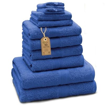 GREEN MARK Textilien 10-Piece Terry Towel Set, Royal Blue