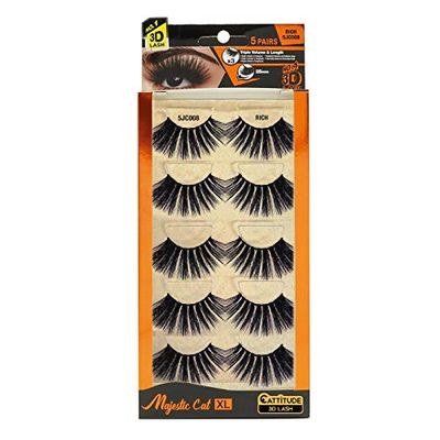CATTITUDE 3D LASHES Rich Majestic Cat 25mm, Light weight & Reusable, Cruelty-Free - 5 Pairs