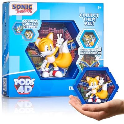 WOW! PODS - 4D Classic Tails, Unique Connectable Collectable Bobble-head figure that Bursts from their World into Yours, Wall or Shelf Display, Sonic Toys and Gifts, Series 1 no. 484