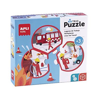 APLI Kids 18822 - Trio-pussel yrken - innehåller 8 pussel om 3 stycken vardera, 24 stycken storlek Ø 9 cm
