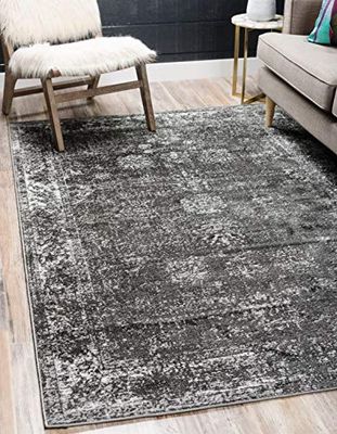 Unique Loom Sofia Collection Tapete tradicional vintage (100 x 160 cm), cinzento-escuro