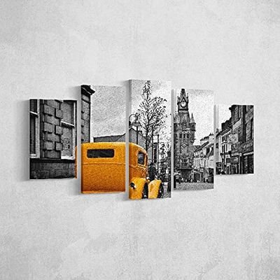 Homemania Wandbord voor 5 steden en landschappen per woonkamer, meerkleurig, 100 x 3 x 60 cm, HM205PKNV-55, polyester, hout