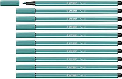 Premium Viltstift - STABILO Pen 68 - 10 stuks - turquoise blauw