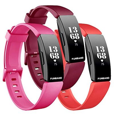 FunBand compatibel met Fitbit Inspire & Fitbit Inspire HR, armband, ademend, verstelbare vervanging, zachte siliconen, sportieve polsband, polshorlogeband, armbanden voor Fitbit Inspire/Inspire HR