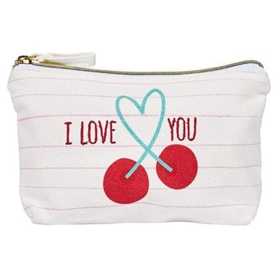 Draeger - "I love you" bomullspåse - påse med dragkedja - sminkförvaring, läppstift, pennor - perfekt födelsedagspresent, alla tillfällen - 100% bomull, Material: Polyester, 21x12cm, I love you"