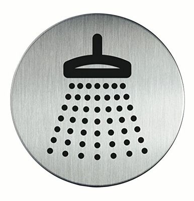 Durable 493823 Pictograma para porta redonda (chuveiro, 83 mm) prata metálica