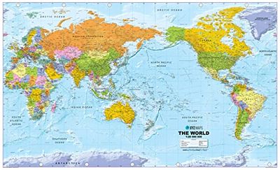 XYZ Maps World Political Pacific Centred Huge Paper Wall Map 1:20m Scale, 1185 mm x 1950 mm Size