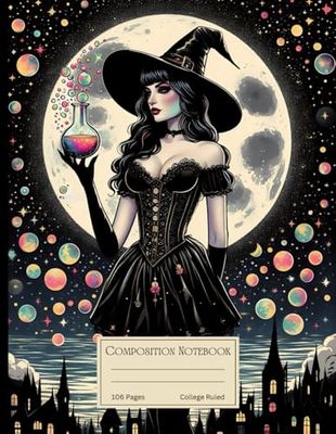 Composition Notebook College Ruled: Witchy Vintage Aesthetic Witchcraft Magic Journal Lab Book for School, College, Office, Work