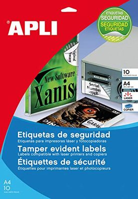Apli 011271 240 Étiquettes de Sécurité Laser/Copieur, 40mm, Blanc