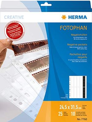 Herma 7760 - Paquete de 25 fundas para negativos de fotos (10 negativos por funda)