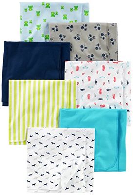 Simple Joys by Carter's Baby 7-Pack Flanellen Ontvangende Dekens, Blauw/Wit, One Size (Pack van 7)