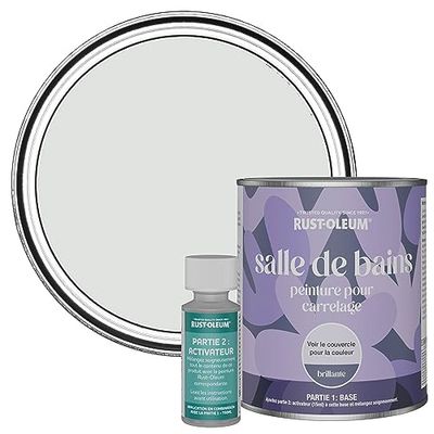 Rust-Oleum Peinture Grise Résistante à l'eau pour Carrelage de Salle de Bain, Finition Brillante - Gris papier 750ml