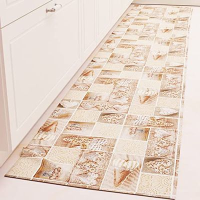 PETTI Artigiani Italiani - Tapijt voor keuken, loper voor keuken, antislip, wasbaar 52 x 100 cm, design Lidia beige, 100% Made in Italy