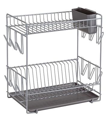 Sauvic Plastic Coated Dish Rack, Grey, Large