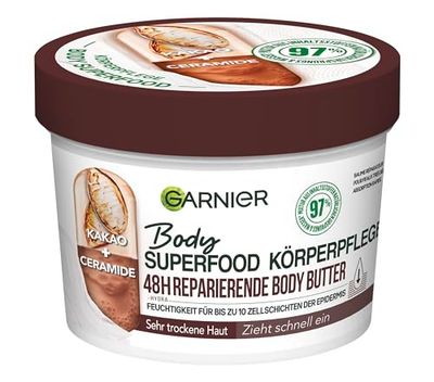 Garnier Body Superfood, Repairing Body Butter, With Cocoa & Ceramide, Body Butter for Very Dry Skin, Vegan Formula, 380ml
