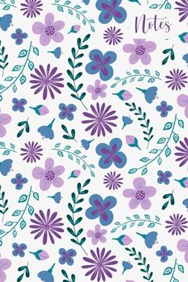 Notebook: Purple, Teal and Blue Floral blank lined 6 x 9 inches notebook 120 pages for women, girls, teens.