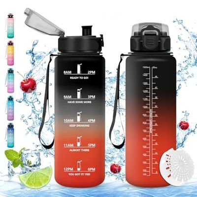 Vikaster Grote drinkfles, 1,5 l, BPA-vrije drinkfles, fiets, lekvrij, geschikt voor koolzuurhoudende dranken, sport voor fiets, fitness, outdoor