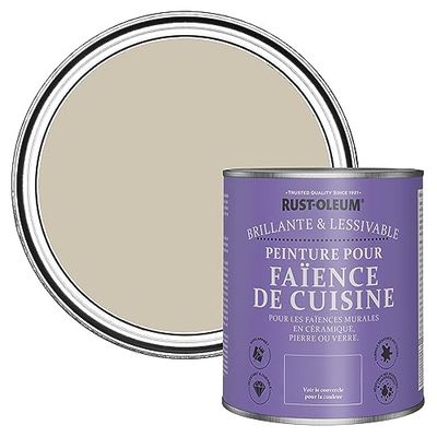 Rust-Oleum Peinture Beige Résistante à l'eau pour Faïence de Cuisine, Finition Brillante - Pénombre 750ml