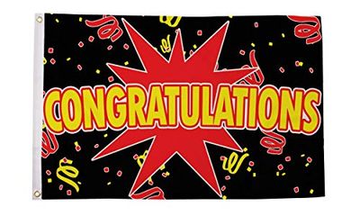 BANDIERA CONGRATULAZIONI NERO 150x90cm - BANDIERA CONGRATULAZIONE 90 x 150 cm - AZ FLAG