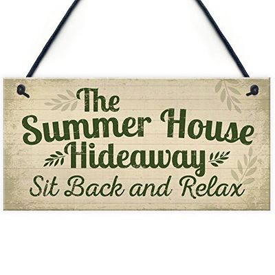 RED OCEAN Garden Sign The Summer House Novelty Plaque Garden Shed Sign Friendship Gift