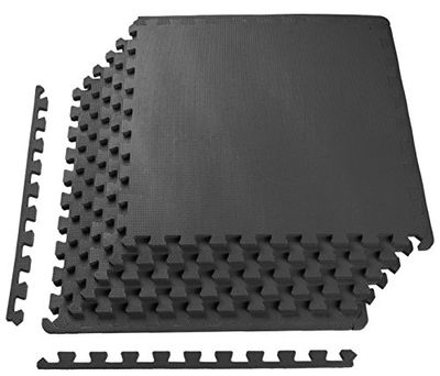 BalanceFrom Puzzle - Tappetino per esercizi in schiuma EVA, piastrelle ad incastro, colore: nero
