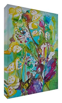 Feel Good Art Print Felgekleurde abstracte kunstenaar van Val Johnson Kleine wilde bloemen - 30 x 20 x 4 cm