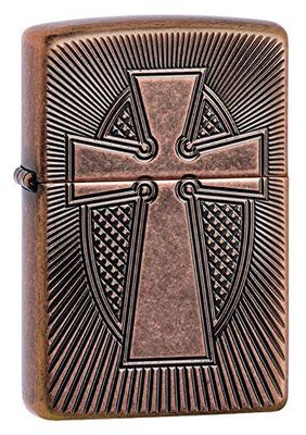 Zippo Lighter, Other, Antique Copper Cross, One Size, Armor Antique Copper - Cross