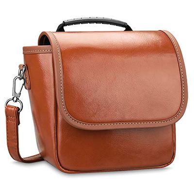 Fintie Carrying Case Compatible with Polaroid Originals OneStep+, Onestep 2 VF, Now+ I-Type, Now I-Type Instant Film Camera - Premium Vegan Leather Travel Bag w/Removable Strap & Pocket (Brown)