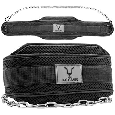 JAG GEARS Dipriem met ketting 91,4 cm zware stalen ketting + 2 karabijnhaken, neopreen fitness gewichthefriem, dip-riem voor bodybuilding, krachttraining, gewichtheffen en pull-ups, gewichtsriem