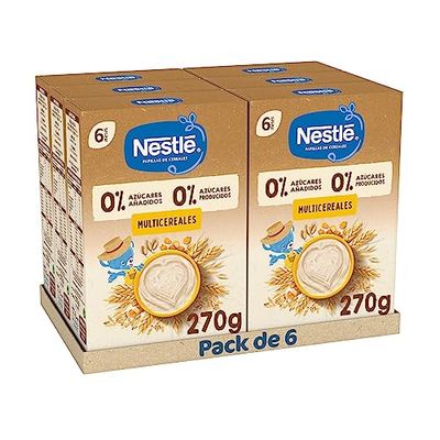 NESTLÉ 0%0% Papilla Multicereales, a partir de los 6 meses, 6x270g